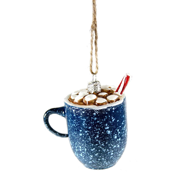 Hot Chocolate Cocoa Mug Ornament Mini Marshmallows Peppermint Stick - Picture 2 of 4